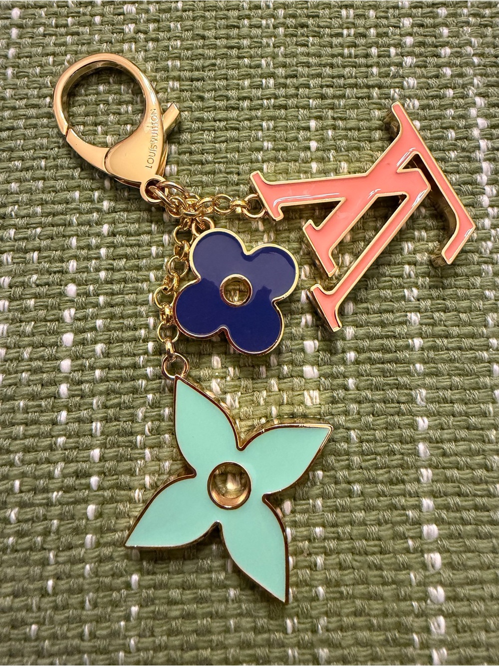 Louis Vuitton Coral, Mint & Navy Monogram Flower Key Charm